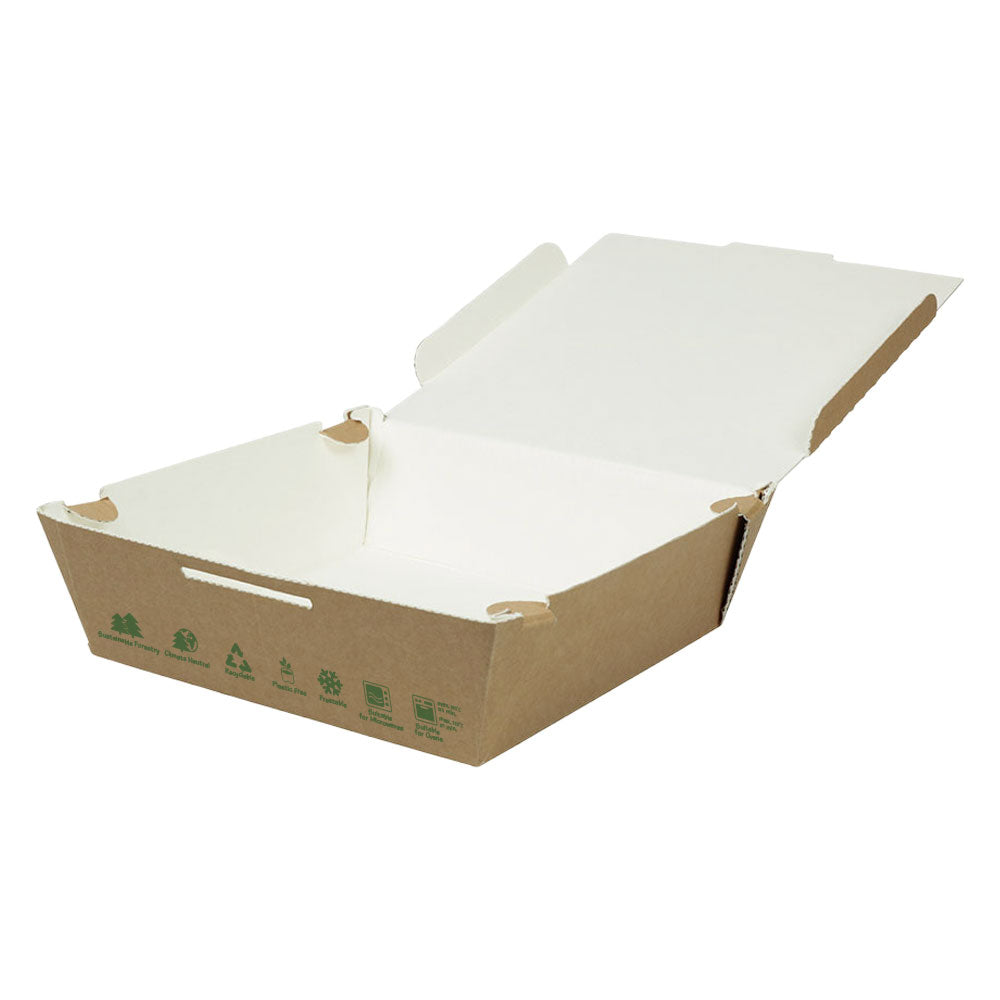 Take-away-Boxen Karton 22x6,6x21 cm 1700 ml Braun bio-beschichtet - 300 Stk