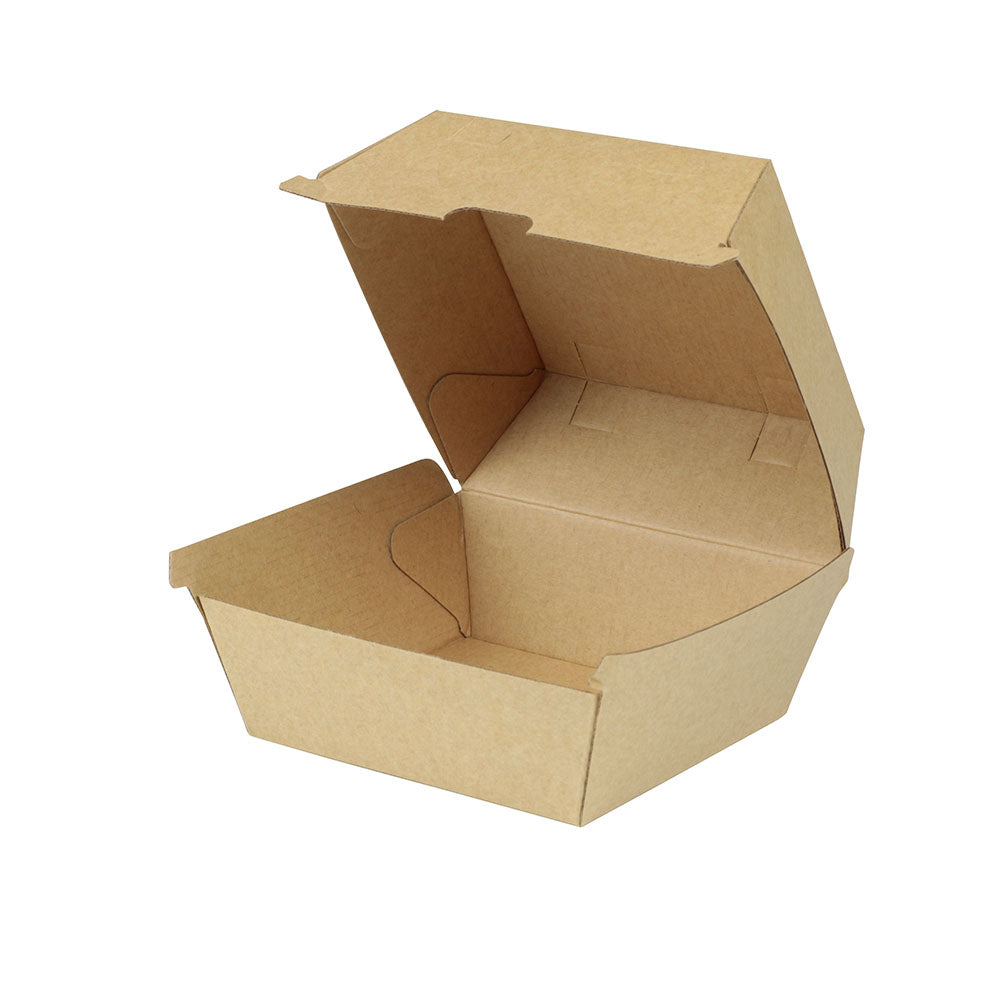 Hamburgerboxen zum Mitnehmen Pappe 13x14x8 cm Braun - 250 Stk