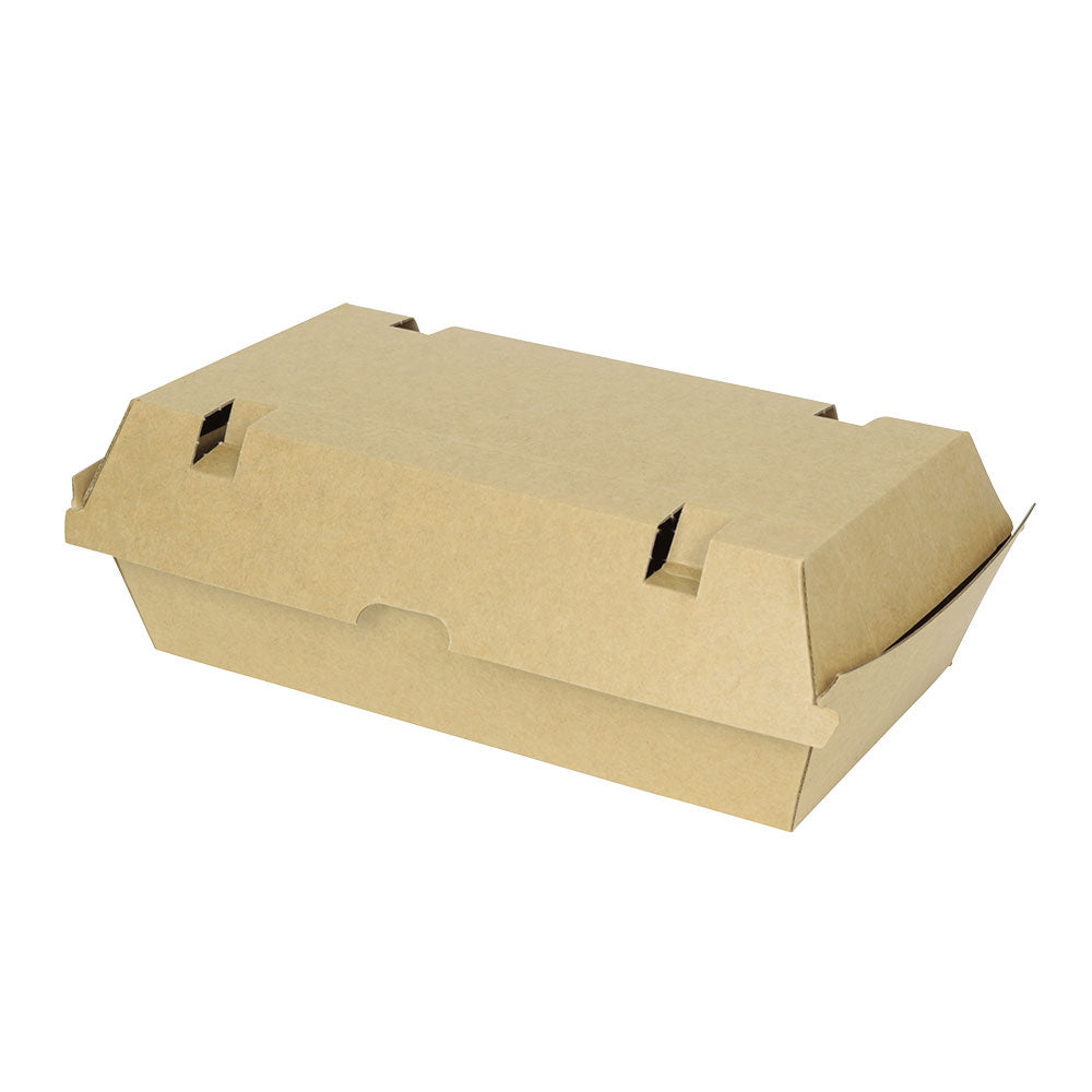 Take-away-Boxen Karton mit Klappdeckel 24,8x13x7,5 cm Braun - 200 Stk