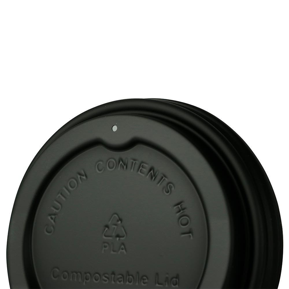 Deckel CPLA Ø 90 mm Schwarz Tränkeloch - 1000 Stück
