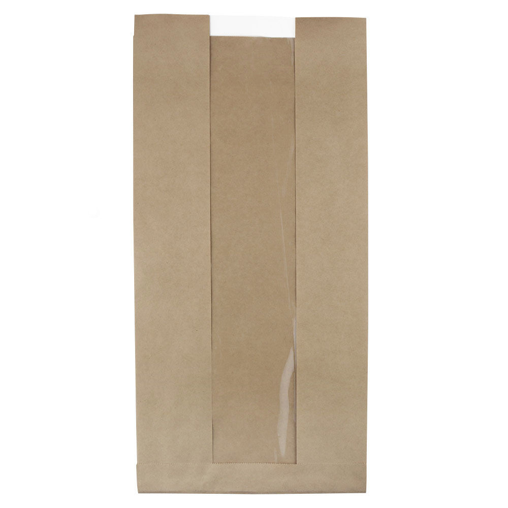 Paper bags with window 20x11x41 cm brown (500 pieces) [GB