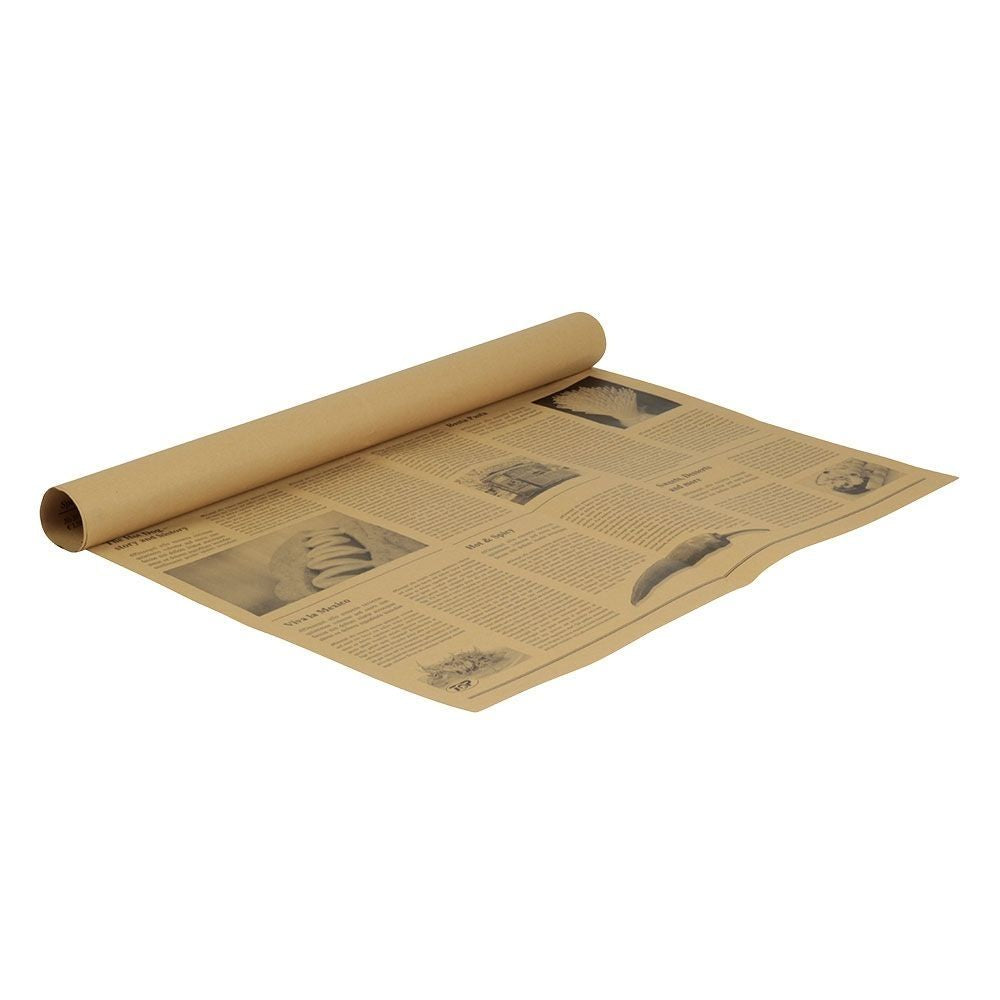 Greaseproof Paper brown 50x37.5 mm newspaper look