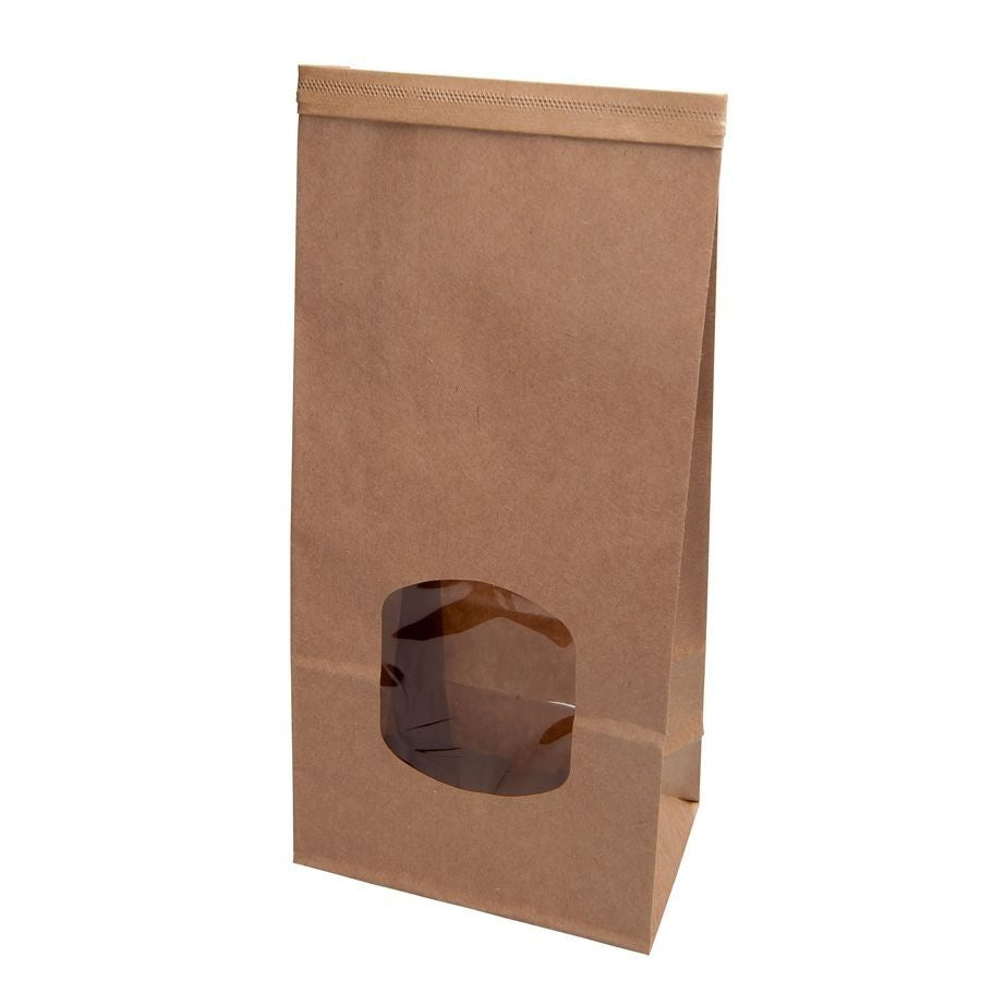 Kraft bags Brown w/window 11.5x7x24,5 mm reclosable
