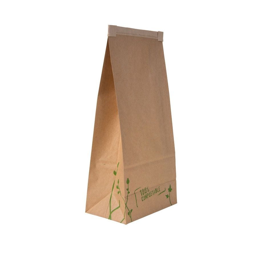 Umweldfreundliche kraft Tüte Braun mit Fenster 115x72x246 mm wiederverschließbar - 400 Stück