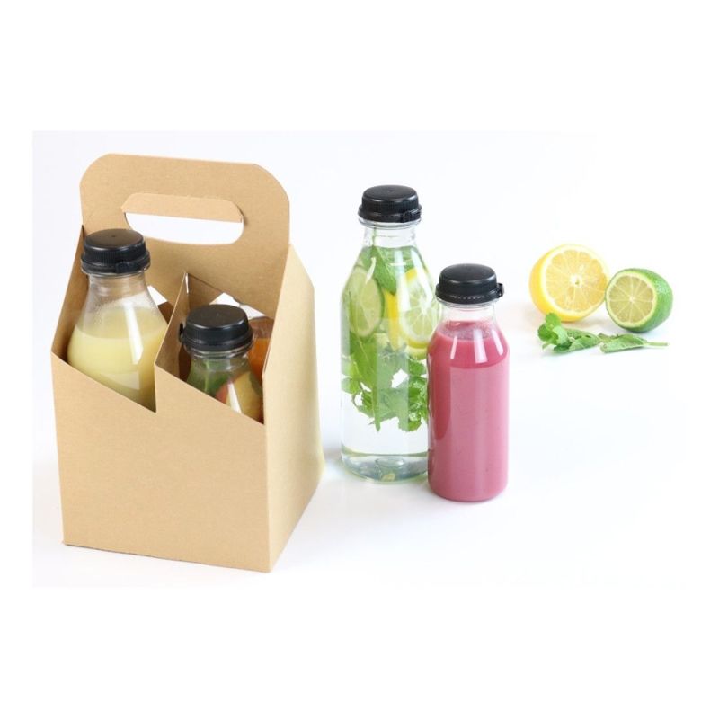 Flaschentablett aus Karton für 4 rPET-Flaschen faltbar - 150 Stk