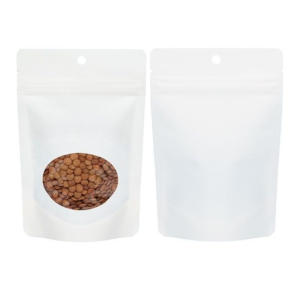 Öko Standbodenbeutel Kraft/Bioplastik Weiß 57 Gramm | 102x60x152mm - 100 Stk