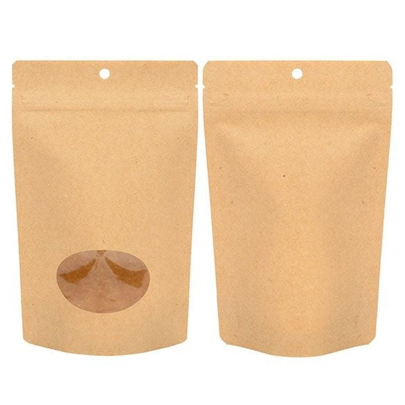 Öko Standbodenbeutel Kraft/Bioplastik 113 Gramm | 130x79x206mm - 100 Stk