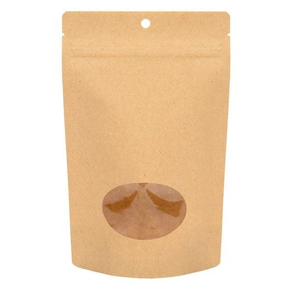 Öko Standbodenbeutel Kraft/Bioplastik 113 Gramm | 130x79x206mm - 100 Stk