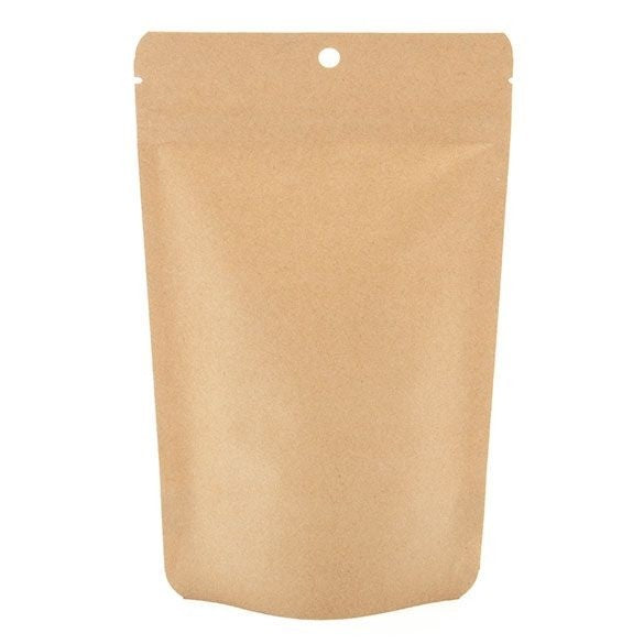 Öko Standbodenbeutel Kraft/Bioplastik 113 Gramm | 130x79x206mm - 100 Stk