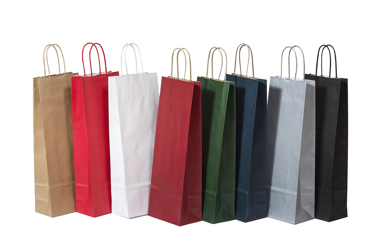 Papiertragetaschen für Flaschen Dunkelrot 140x80x390mm - 50 Stk