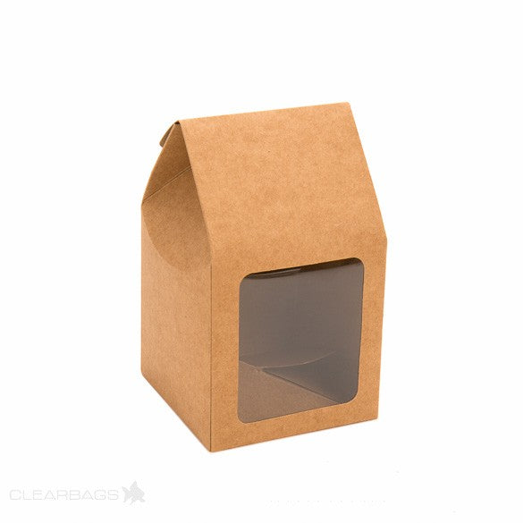 Kraft Gift Boxes with Window 89x89x165mm