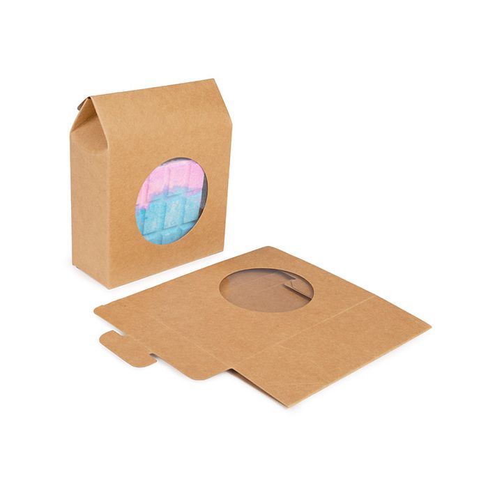 Kraft Gift Boxes with Circle Window 105x44x133 mm