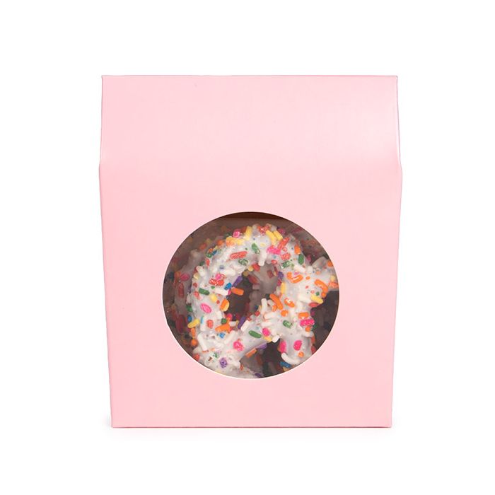 Kraft Gift Boxes Pink with Circle Window 105x44x133 mm