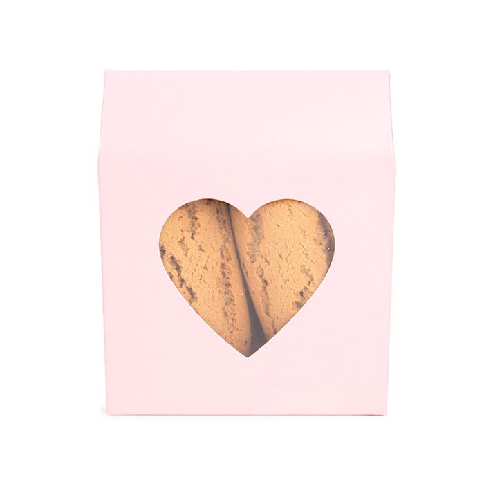 Kraft Gift Boxes Pink with Heart Window 105x44x133 mm