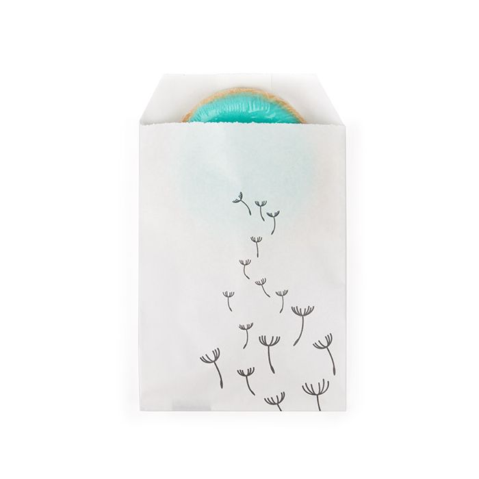 Papier-Klappenbeutel Weiß mit Schwarzen Löwenzahn 76x127 mm - 100 Stk