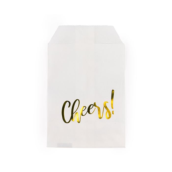 Paper Bags White with Gold Cheers 76x127 mm