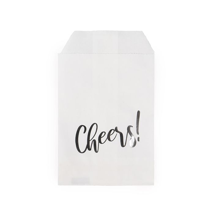 Paper Bags White with Silver Cheers 76x127 mm