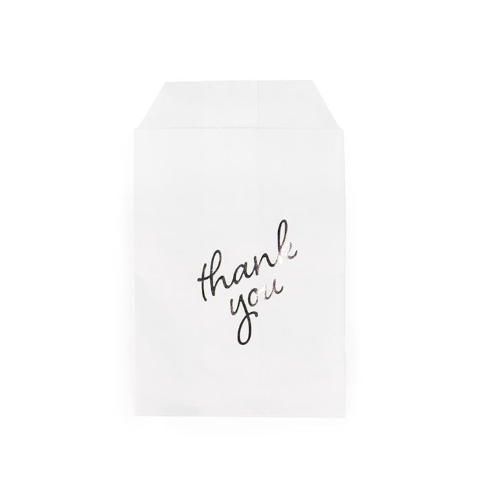 Paper Bags White with Silver Thank You 76x127 mm