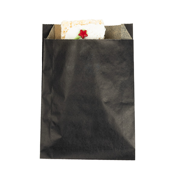 Fettabweisende Papierbeutel Schwarz 12,1x2,9x17,1cm - 100 Stück