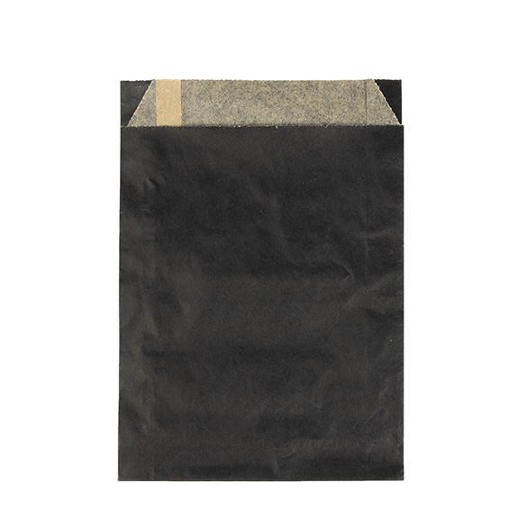 Fettabweisende Papierbeutel Schwarz 12,1x2,9x17,1cm - 100 Stück