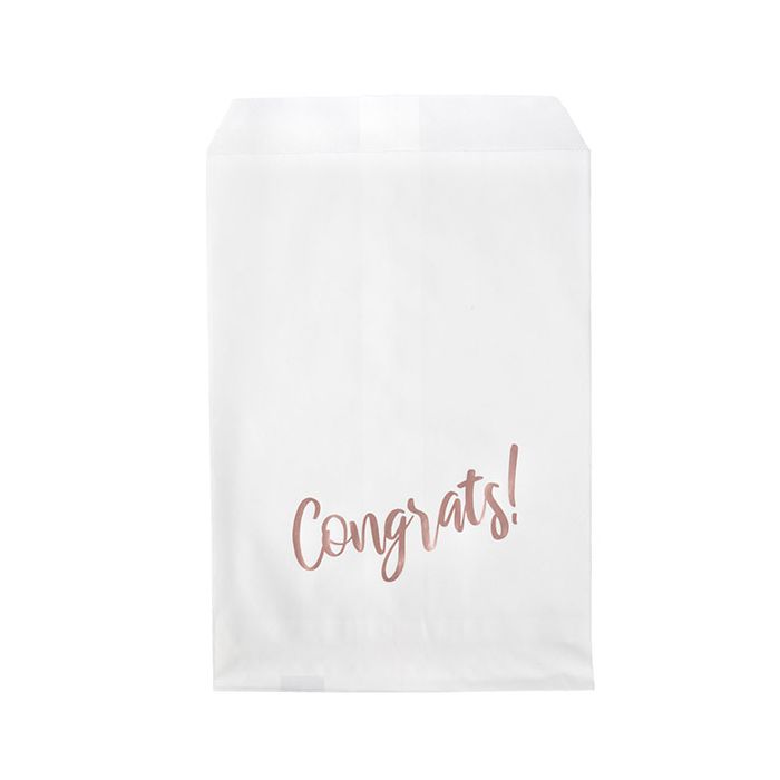 Paper Bags White with Rose Gold Congrats 127x203 mm