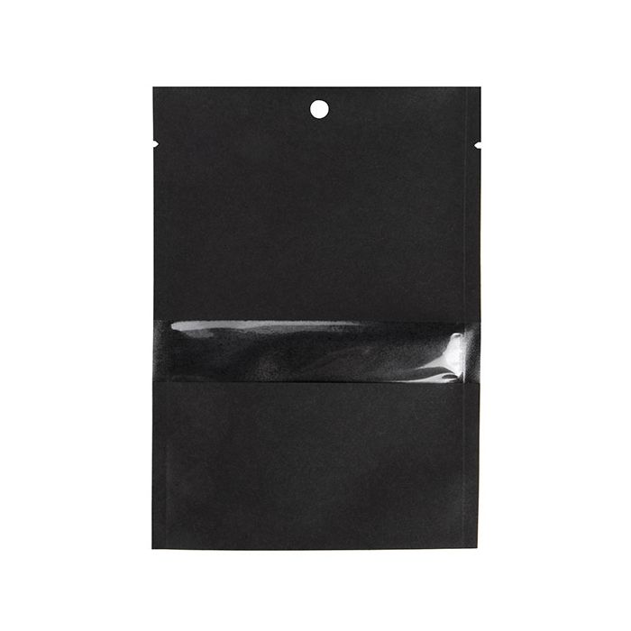 Klappenbeutel Kraftpapier-Schwarz Umweltfreundlich 102x152 mm Verschließbar mit Fenster - 100 Stk