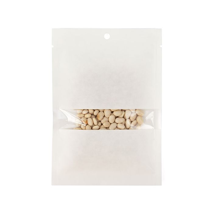 Klappenbeutel Kraftpapier Weiß Umweltfreundlich 102x152 mm Verschließbar mit Fenster - 100 Stk