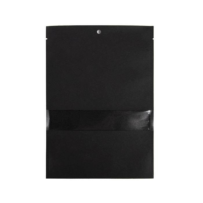 Klappenbeutel Kraftpapier Schwarz Umweltfreundlich 152x229 mm Verschließbar mit Fenster- 100 Stk