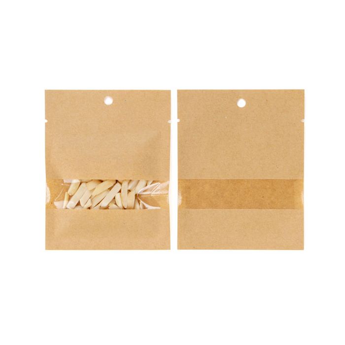 Kraftbeutel 85x105mm Braun mit Fenster | Industriell Kompostierbar & Heißsiegelfähig - 100 Stk