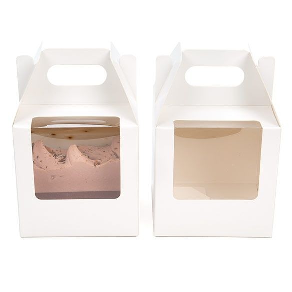 Papierboxen mit Griffen Weiß 102x102x102mm mit Sichtfenster - 25 Stk