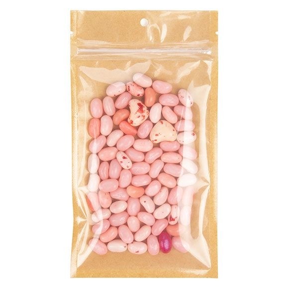 Druckverschlussbeutel Kraft/Transparent 102x165mm mit Einreißkerben - 100 Stk