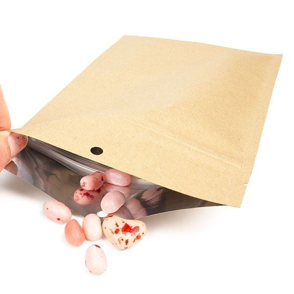 Druckverschlussbeutel Kraftpapier/Plastik 127x208mm - 100 Stk