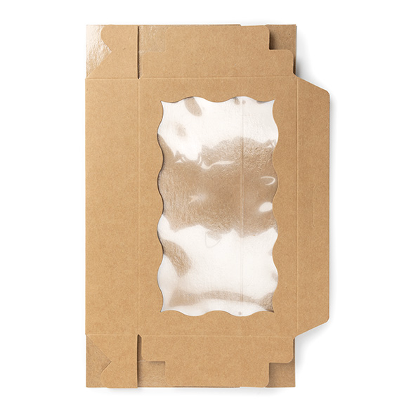 Kraft Papierschachtel mit Wellenrand Fenster 17,8x3,8x11cm - 25 Stück