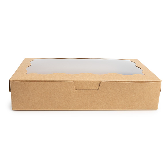 Kraft Papierschachtel mit Wellenrand Fenster 17,8x3,8x11cm - 25 Stück