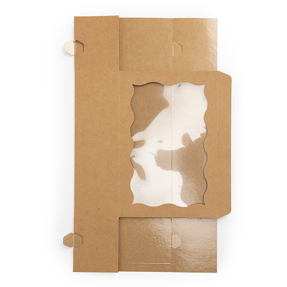 Kraft Papierschachtel mit Wellenrand Fenster 22,1x7x15,1cm - 25 Stück
