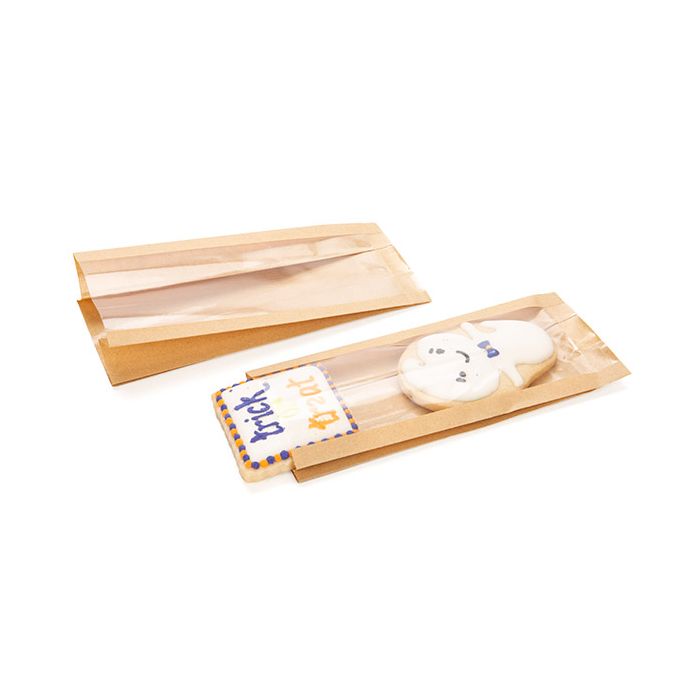 Kraftbeutel Braun mit Fenster 76x51x165mm mit Seitenfalten - 100 Stk