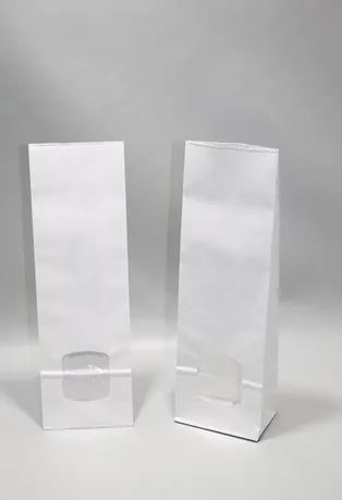 Block Bottom Bags Kraft White 105x65x330mm 80 g/m2 with 30my OPP Foil Window | 1kg