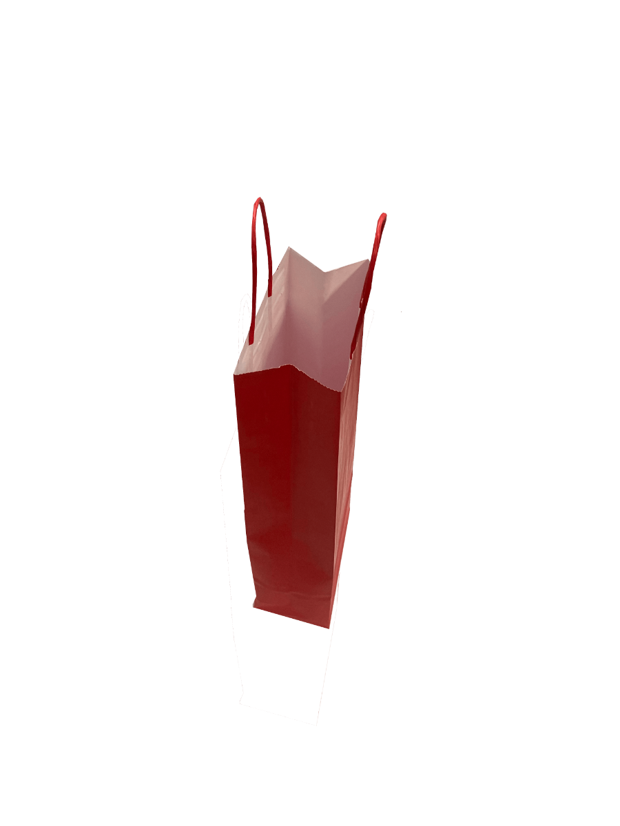 Papiertragetaschen für Flaschen Rot 140x80x390mm - 50 Stk