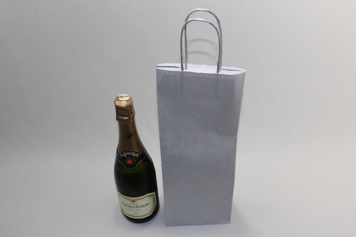 Paper Wine Gift Bags Silver 140x80x390mm