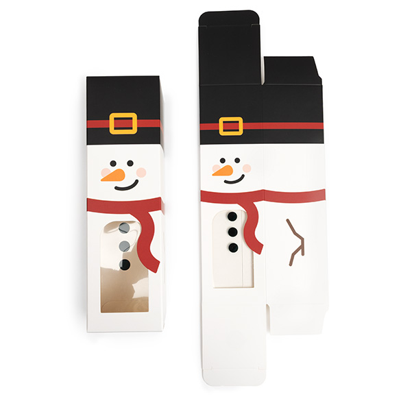 Schneemann Papierschachtel mit Fenster 5,7x5,7x20,3cm - 25 Stück