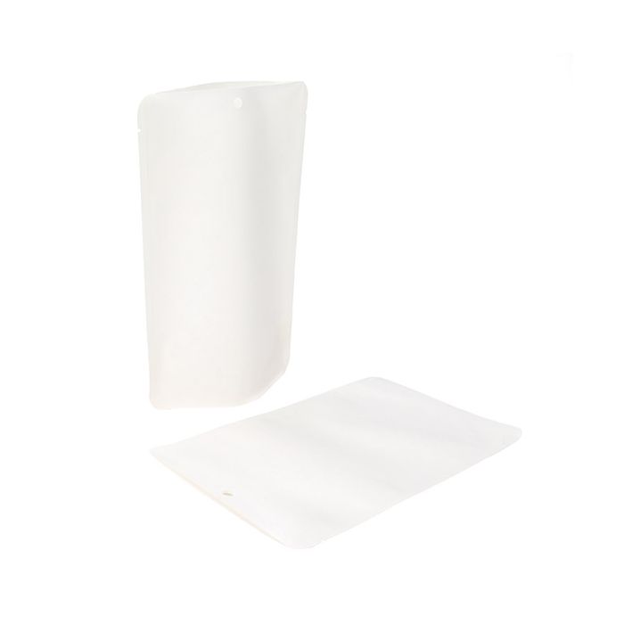 Standbodenbeutel Kraftpapier Weiß Umweltfreundlich 130x79x206 mm - 100 Stk