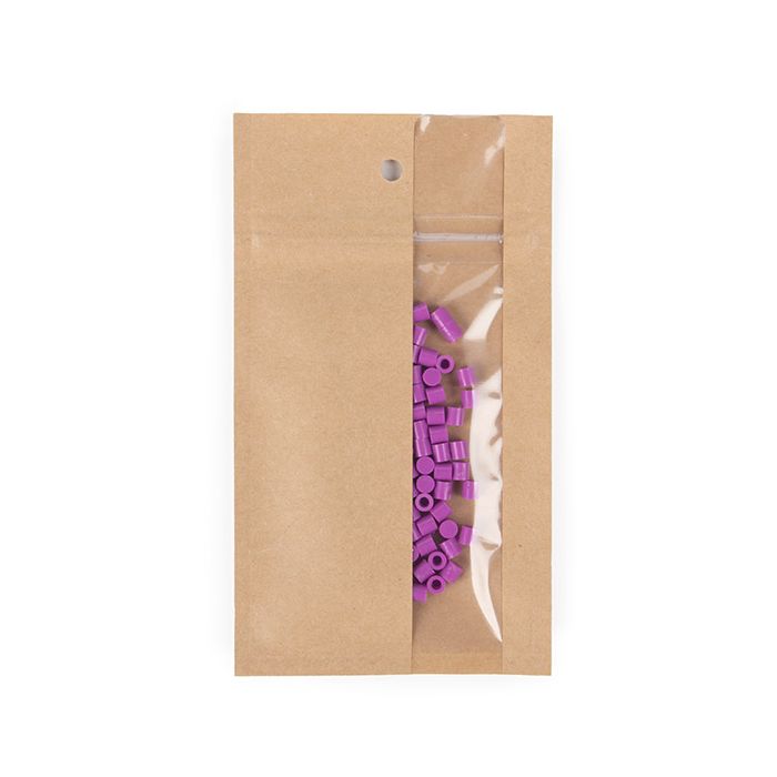 Druckverschlussbeutel Kraftpapier mit vertikalem Fenster 76x114mm - 100 Stk