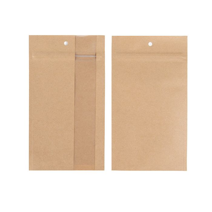 Grip Seal Bags Kraft With Vertical Window 102 x165 mm
