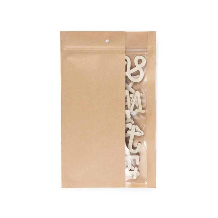 Druckverschlussbeutel Kraftpapier mit vertikalem Fenster 152x235mm - 100 Stk