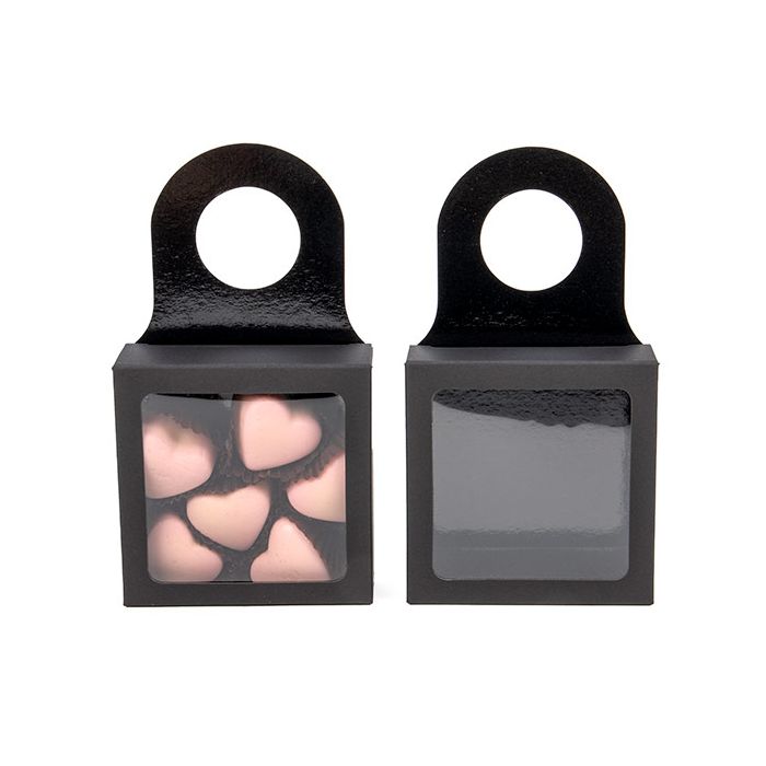 Pappschachteln mit Fenster & Aufhängeloch 90x30x90mm Schwarz - 25 Stk