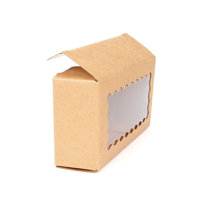 Kraftpapier Box mit gewölbten Fenster 106x30x56 mm - 25 Stk