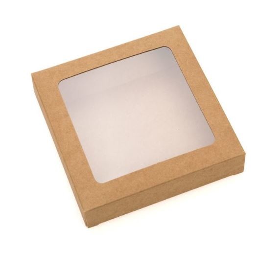Kraft Gift Boxes with Window 105x22x105mm