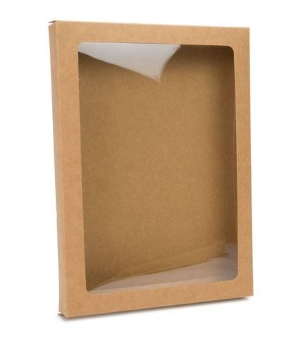 Pappschachteln Kraftpapier Braun mit Fenster 137x22x187mm - 25 Stk