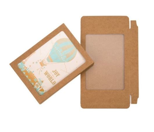 Pappschachteln Kraftpapier Braun mit Fenster 115x22x150mm - 25 Stk