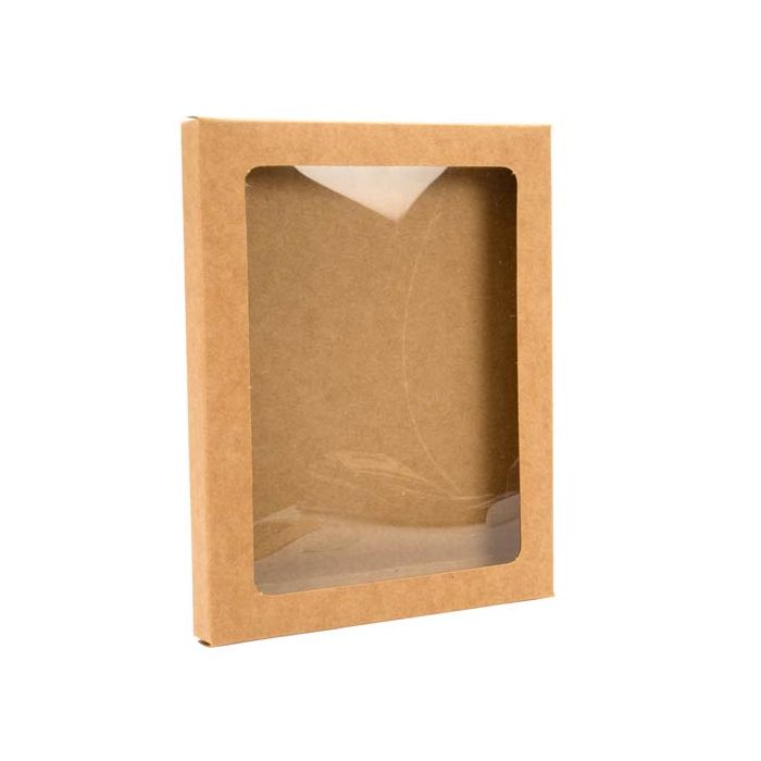Pappschachteln Kraftpapier | mit Fenster | 135x16x185mm - 25 Stk